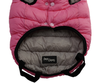 Dan & Sam Dog Reversible Puffer Jacket – Pink/Grey